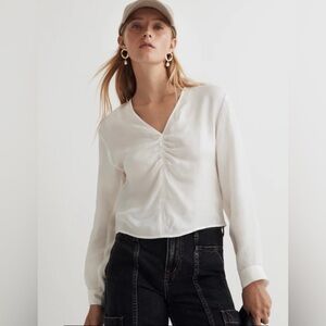 Madewell Brushed Ruched-Front Top